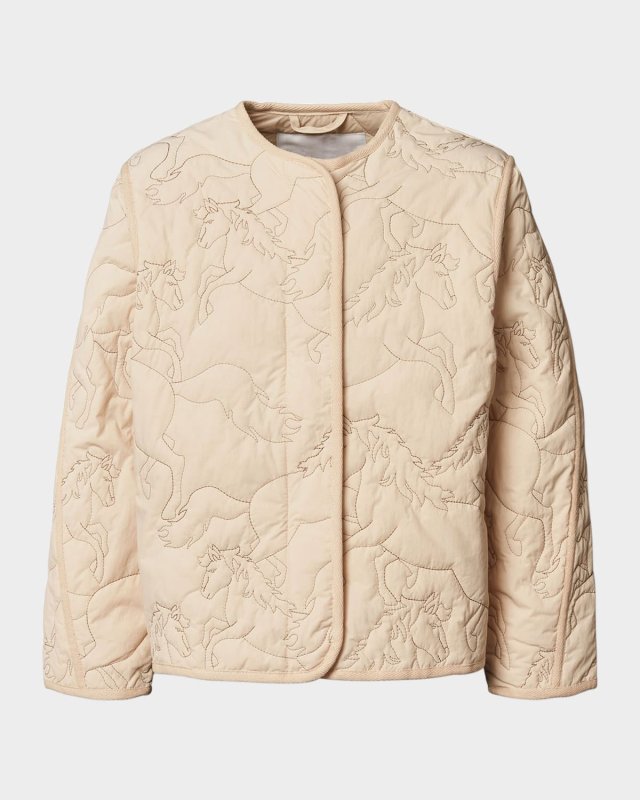 Girl's Holley Quilted Horse Jacket, Size 3-7